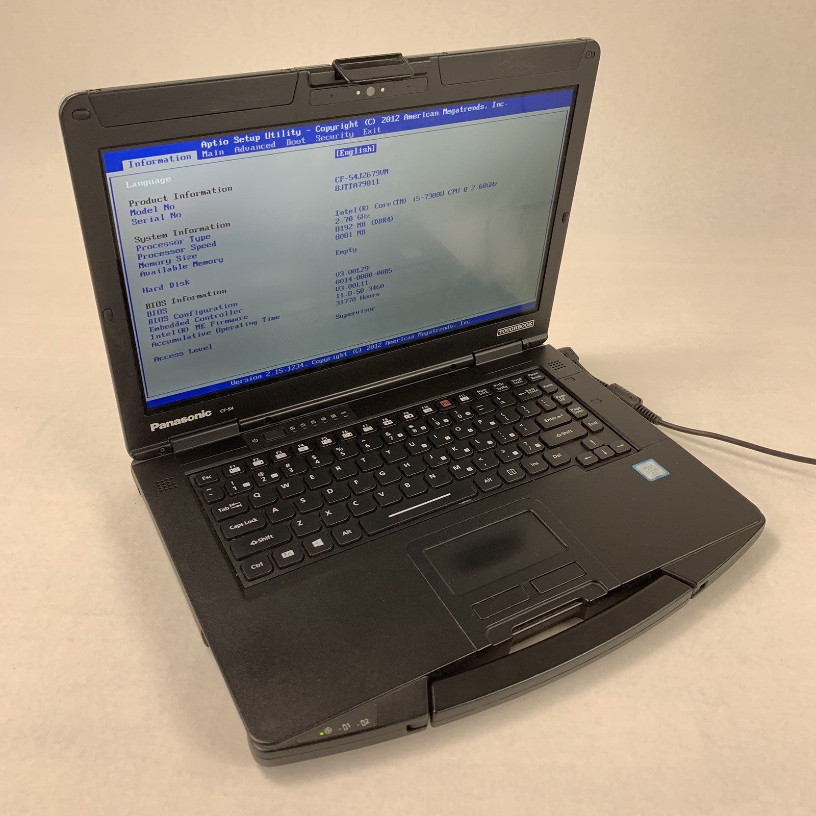 Panasonic Toughbook CF-54 14" Touch i5-7300U 2.6GHz 8GB RAM No Battery No HDD/OS