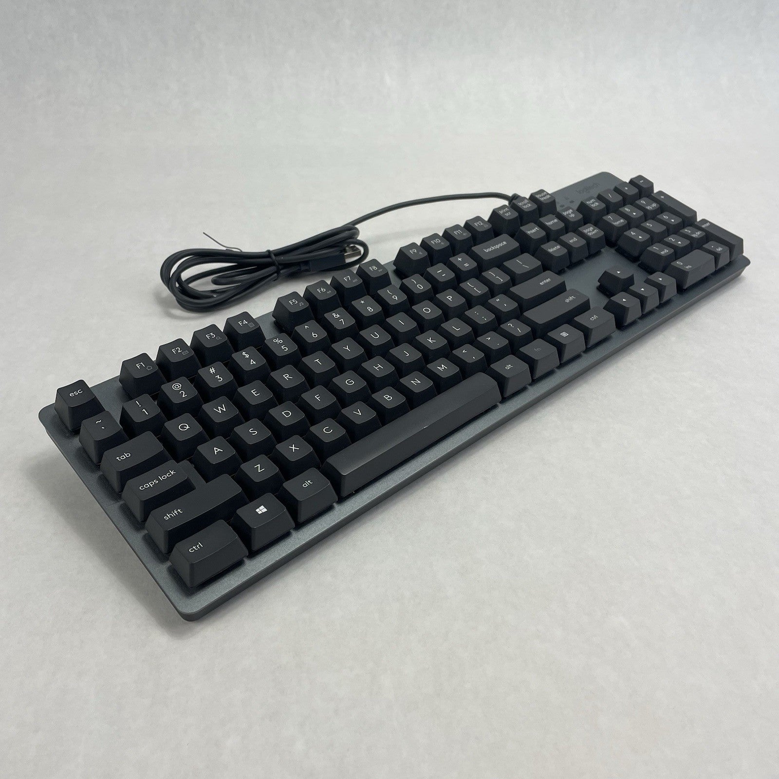 Logitech K840 Mechanical Keyboard Silver wired Tested Corded