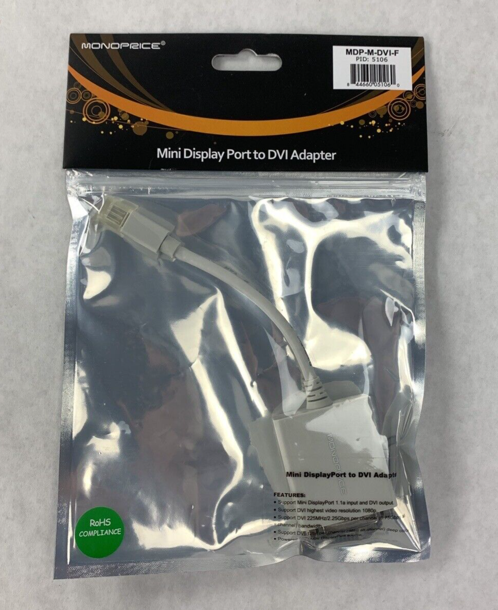 Monoprice Mini DisplayPort to DVI Adapter MDP-M-DVI-F (Lot of 3)