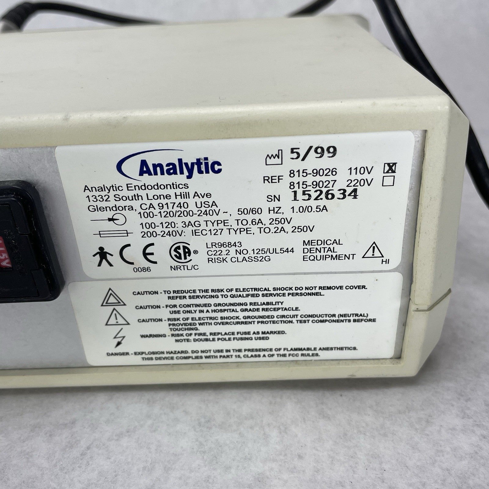 Analytic Sybron Quantec-E Dental Electric Endo Motor Power Tested