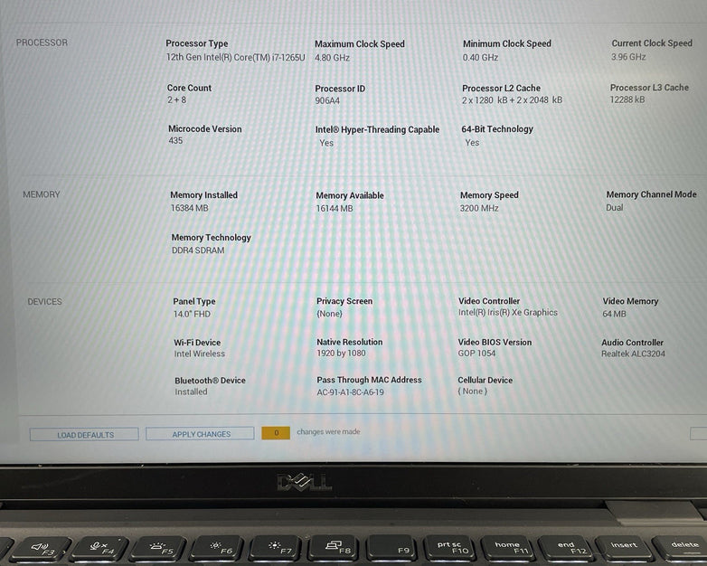 Dell Latitude 7430 14" i7-1265U 3.66 GHz 16 GB RAM No SSD/OS/AC/Batt