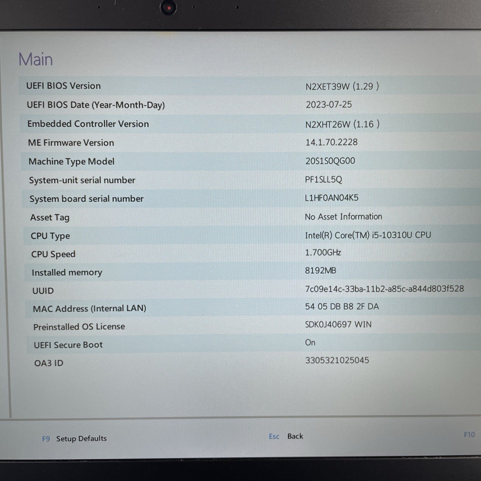 Lenovo ThinkPad T14 Gen1 14" i5-10310U 1.70GHz 8GB RAM No SSD/OS/AC - Bad Corner2