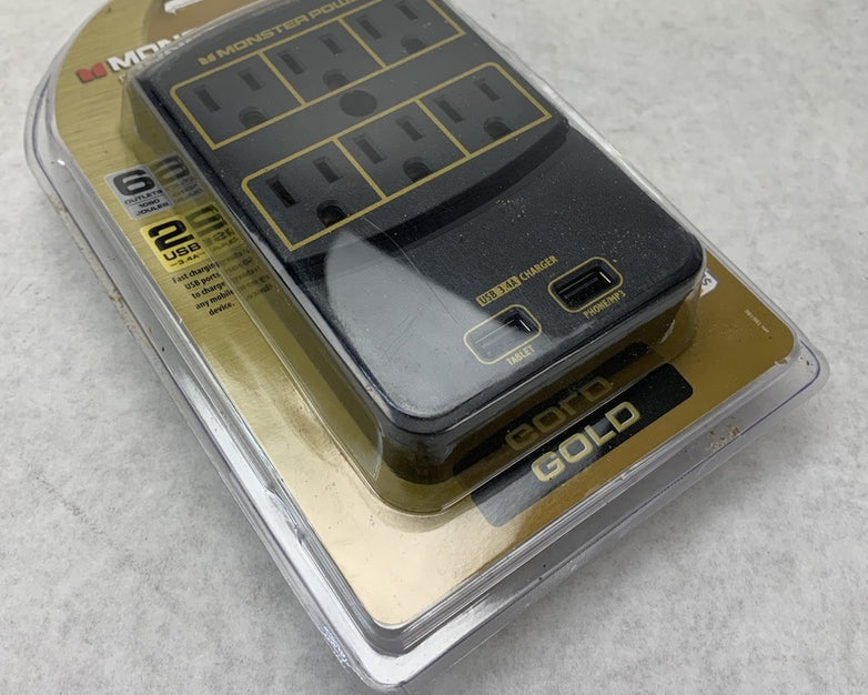 Monster Power Gold 123063-00 6 Outlet 2 USB Surge Protector