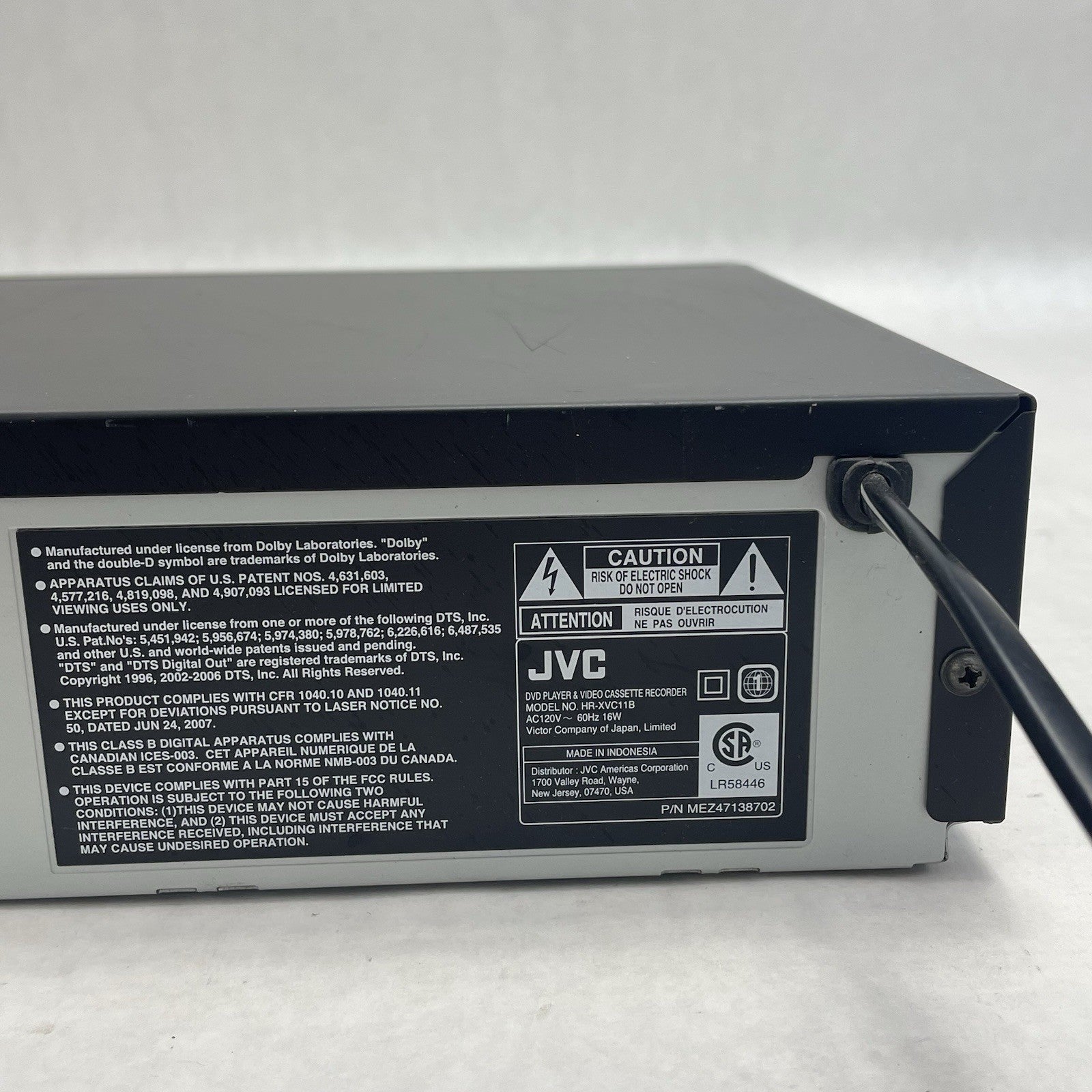 JVC HR-XVC11B DVD VHS Combo VCR Hi-Fi Stereo No Remote Tested Working10