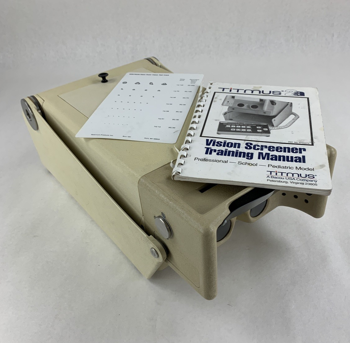 Titmus 2a Vision Screener Tester Powers on W/ Manual and Test Card