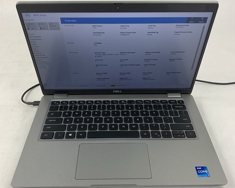 Dell Latitude 5420 14" Laptop i7-1165G7 2.8 GHz 8 GB Ram No OS/SSD/AC/Batt