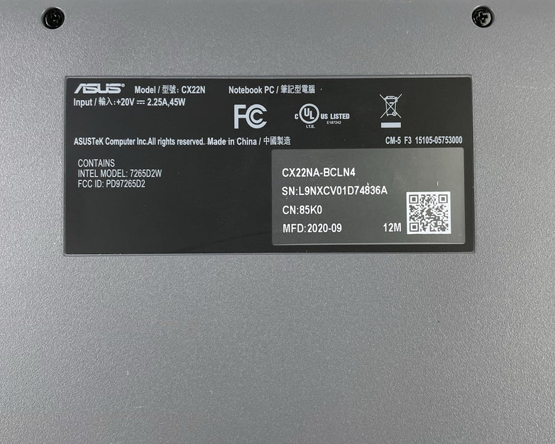 Asus NoteBook CX22N 11.6" Celeron N3350 1.10 GHz 4 GB RAM 16 GB SSD