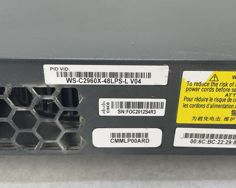 Cisco Catalyst WS-C2960X-48LPS-L V04 - Tested