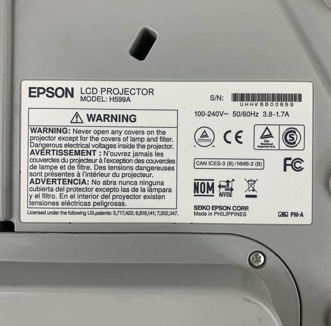 Epson BrightLink 595Wi H599A LCD Lamp Projector 2809 Lamp Hours - No Remote7