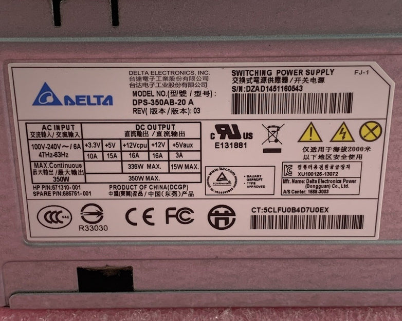 Delta DPS-350AB-20 A 350W Switching Power Supply - Tested