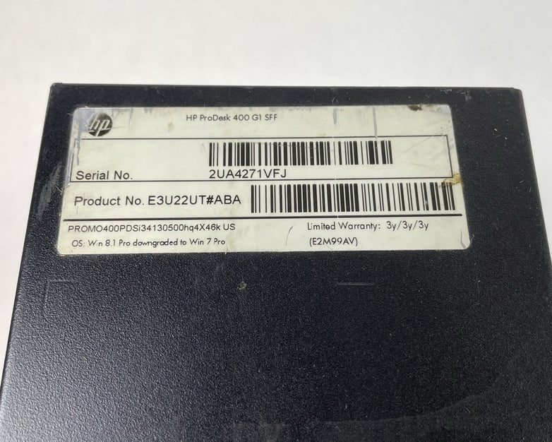 HP ProDesk 400 G1 SFF i3-4130 3.40 GHz 4 GB RAM No HDD/OS