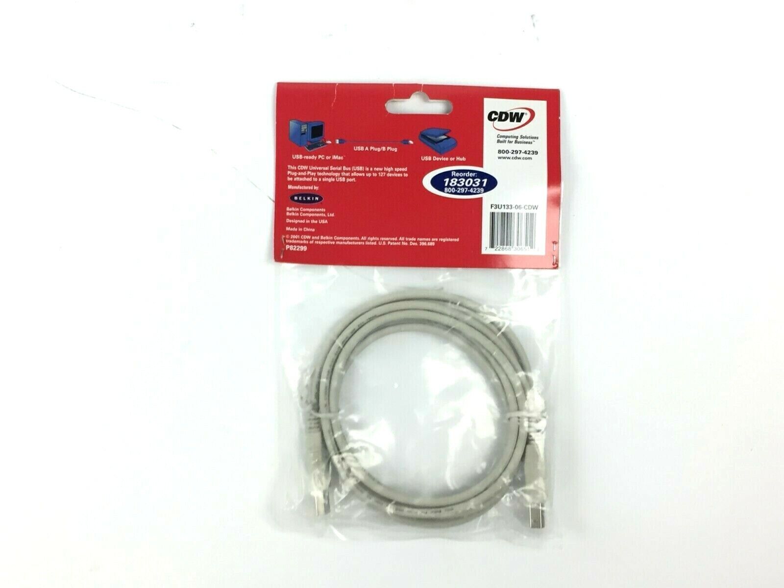 CDW 6' USB A/B Cable F3U133-06-CDW (Lot of 7)