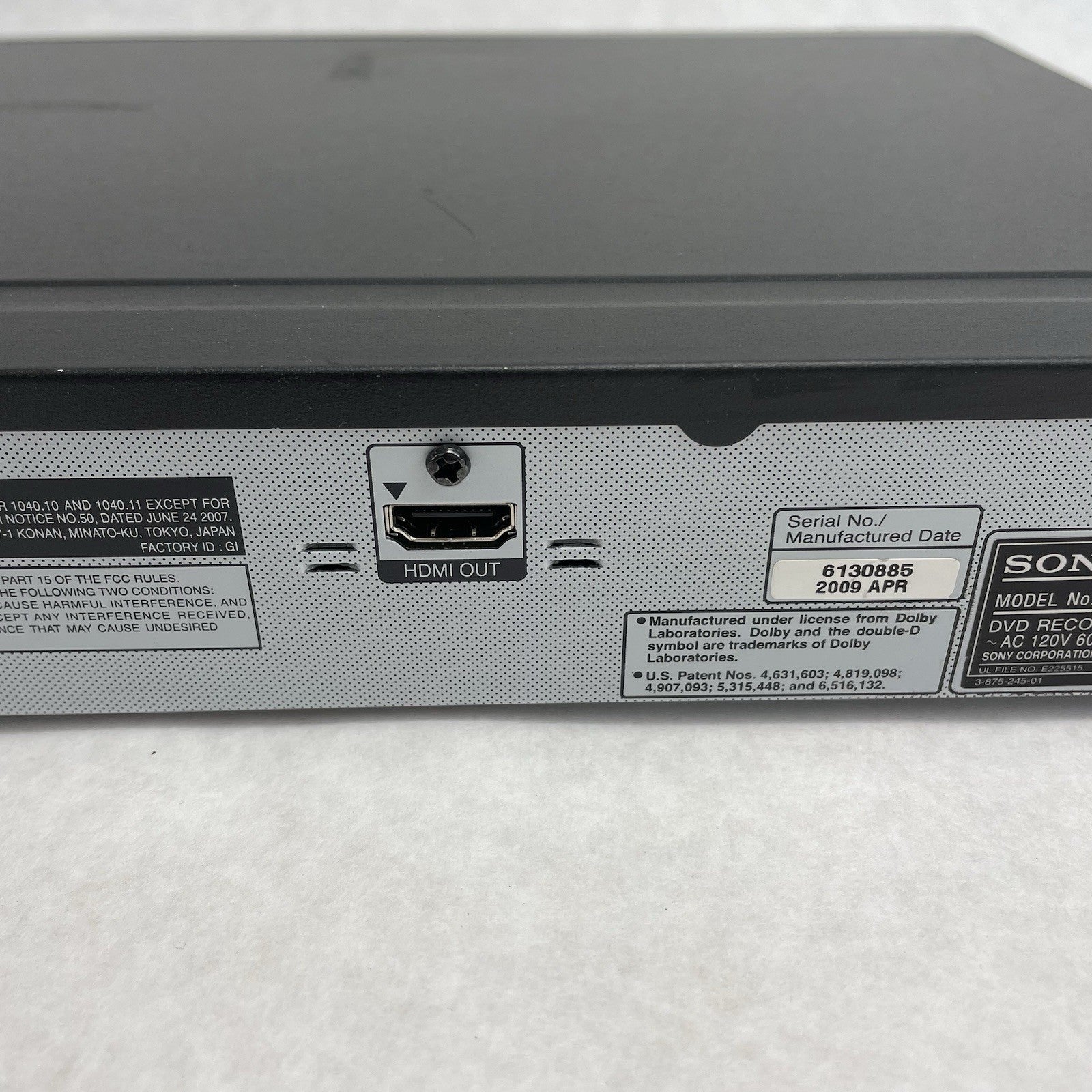 Sony RDR-GX257 DVD Recorder & HDMI Port Player