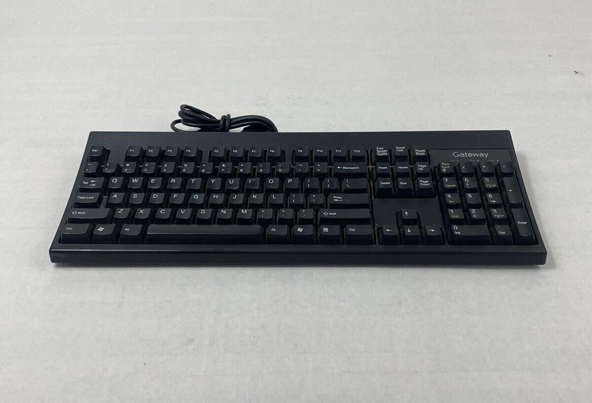 Black Gateway KU-0447 USB Wired PC Computer Keyboard Tested