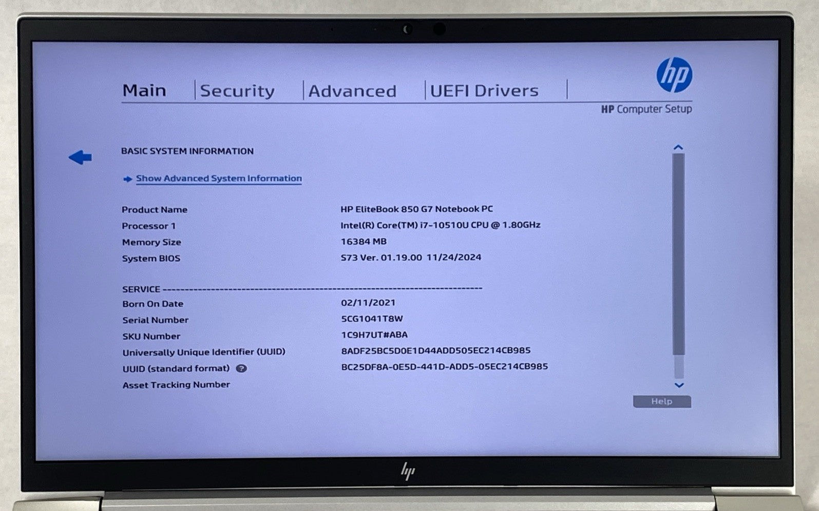 HP EliteBook 850 G7 Core i7-10510U 1.80 GHz 16GB RAM 15.6" No HDD No OS