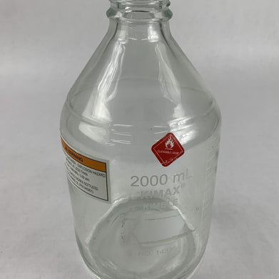 Kimax Kimble 14395-2000 2000 mL Round Wide Mouth Media Storage Bottle - No Lid