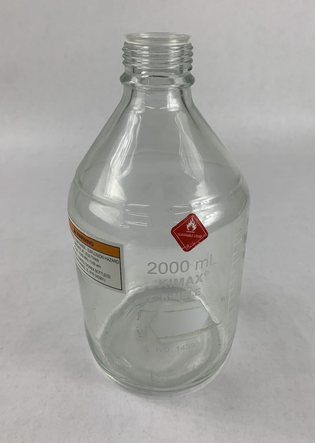 Kimax Kimble 14395-2000 2000 mL Round Wide Mouth Media Storage Bottle - No Lid0