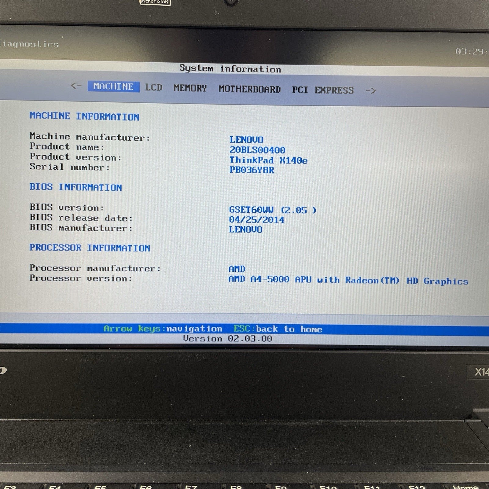 Lenovo ThinkPad X140e 11.6" AMD A4-5000 1.50 GHz 4 GB RAM No SSD/OS/AC2