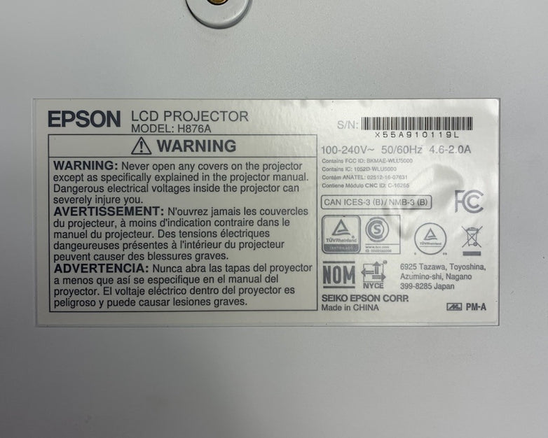 Epson BrightLink Pro 1470Ui H876A LCD Laser Projector No Remote - Yellow Display