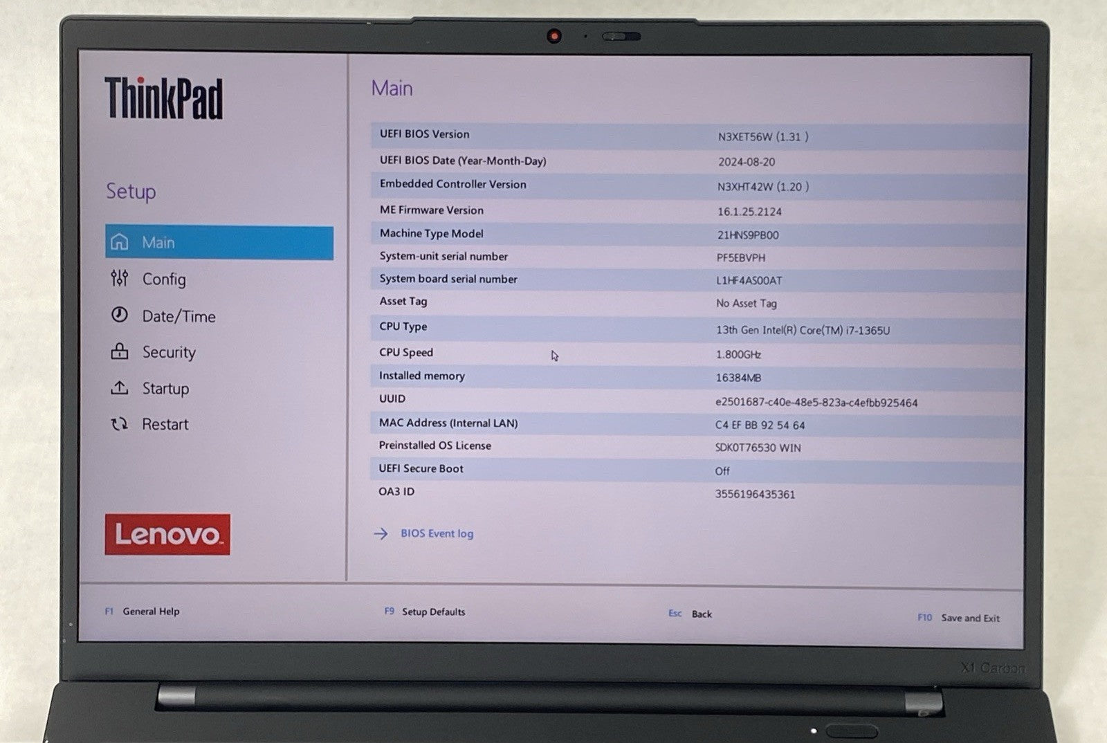 Lenovo ThinkPad X1 Carbon Gen 11 i7-1365U 1.80 GHz 16 GB RAM 14.0" No HDD No OS