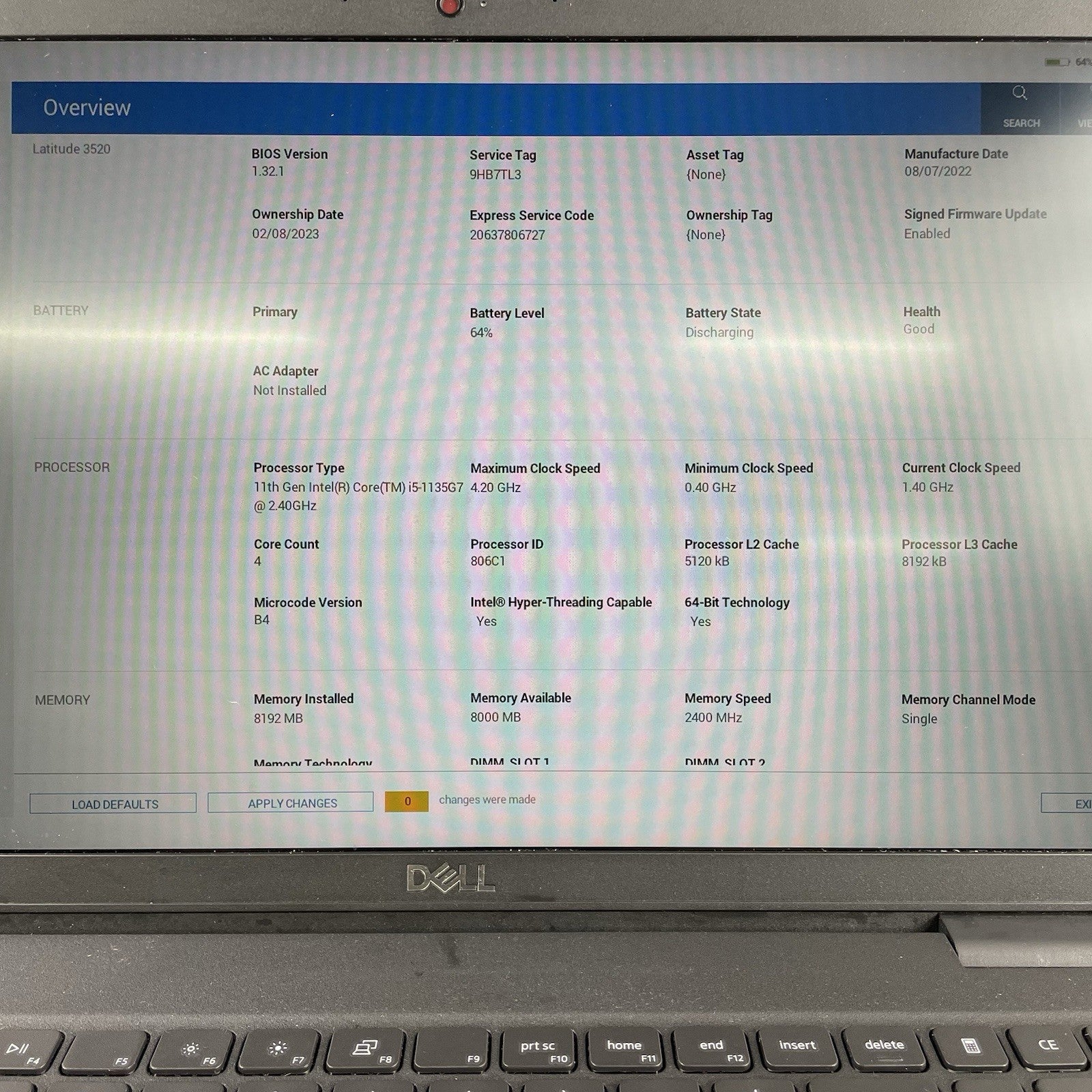 Dell Latitude 3520 15.6" i5-1135G7 2.40 GHz 8 GB RAM No SSD/OS/AC3