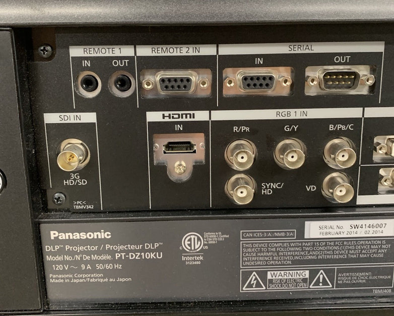 Panasonic PT-DZ10KU WUXGA DLP Lamp Projector 3077 H - Tested No Lens No Remote
