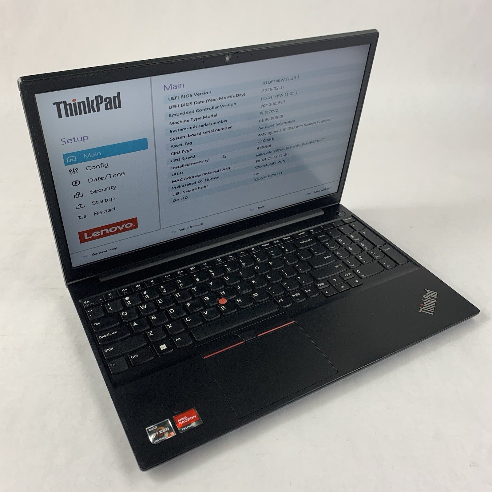 Lenovo ThinkPad E15 Gen 3 15.6" Ryzen 5 5500U 2.1 GHz 8 GB RAM No OS/HDD/AC Dent0