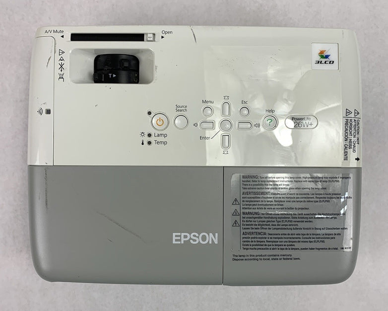 Epson Powerlite 826W+ H357A LCD Projector 4997 Lamp Hours