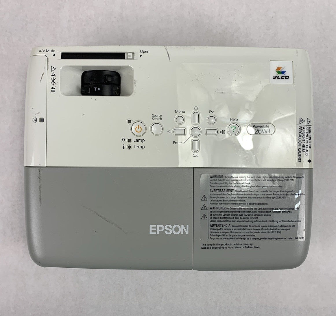 Epson Powerlite 826W+ H357A LCD Projector 4997 Lamp Hours