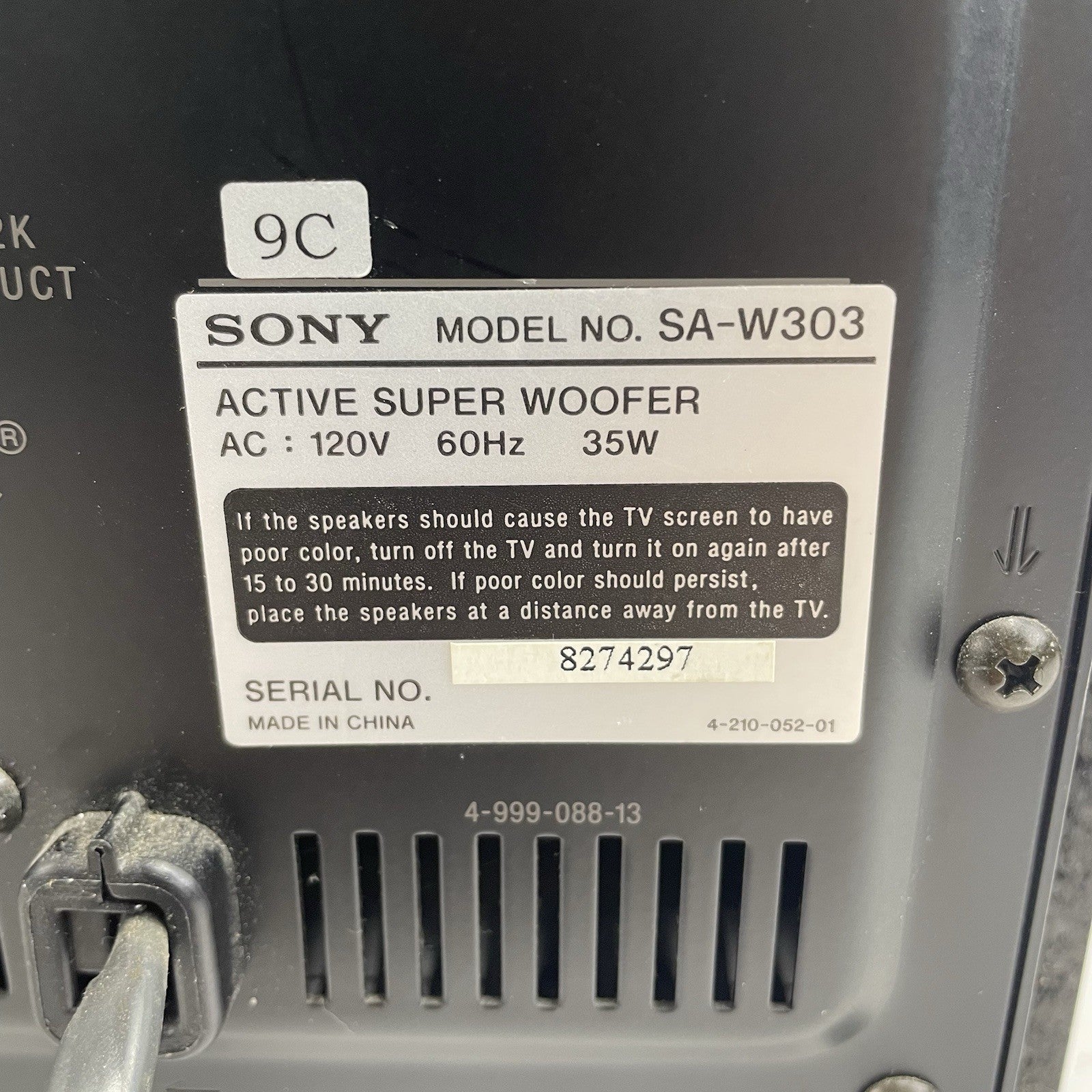 Sony SA-W303 Home Theater Active Subwoofer