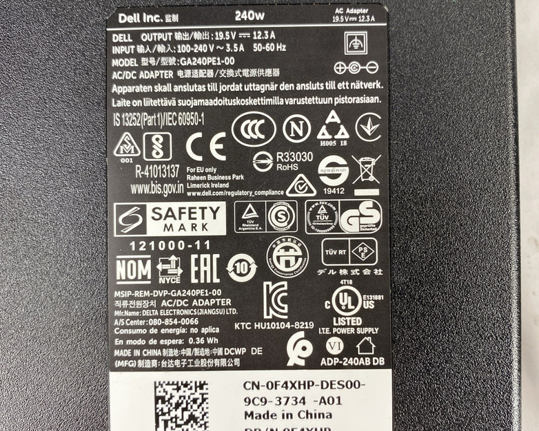 DELL 240W 19.5V  12.3A AC Adapter No Power Cord Lot of 3
