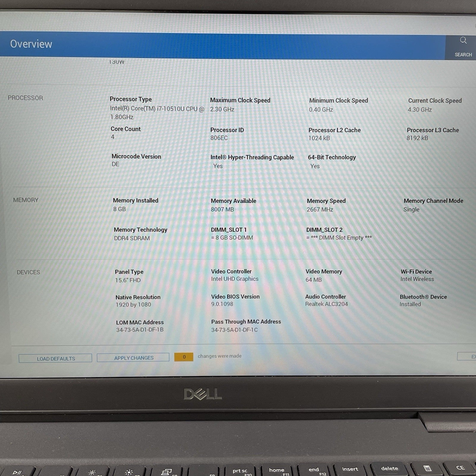 Dell Latitude 3510 15.6" i7-10210U 1.60 GHz 8 GB RAM No SSD/OS/AC2