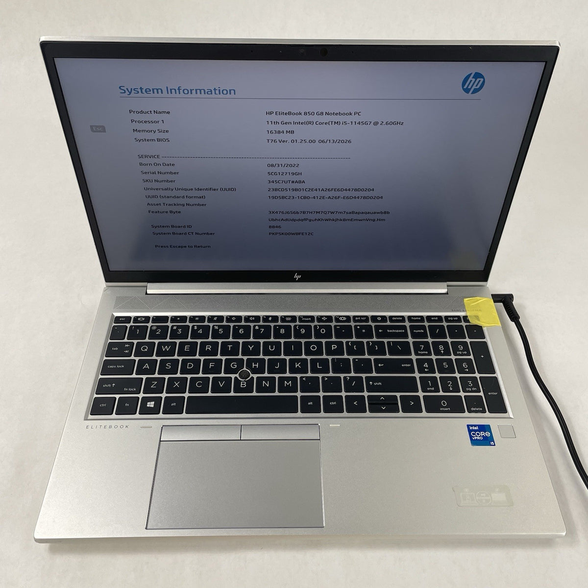 HP EliteBook 850 G8 15.6" i5-1145G7 2.60 GHz 16 GB RAM No SSD/OS/AC - USB2