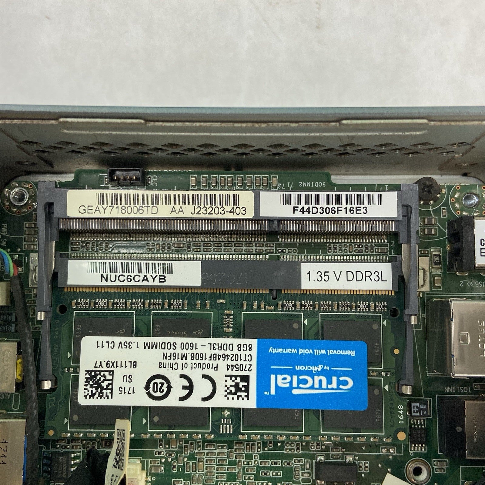 Intel NUC6CAY Micro Intel Celeron J3455 1.5GHz 8GB RAM No HDD/OS/AC8