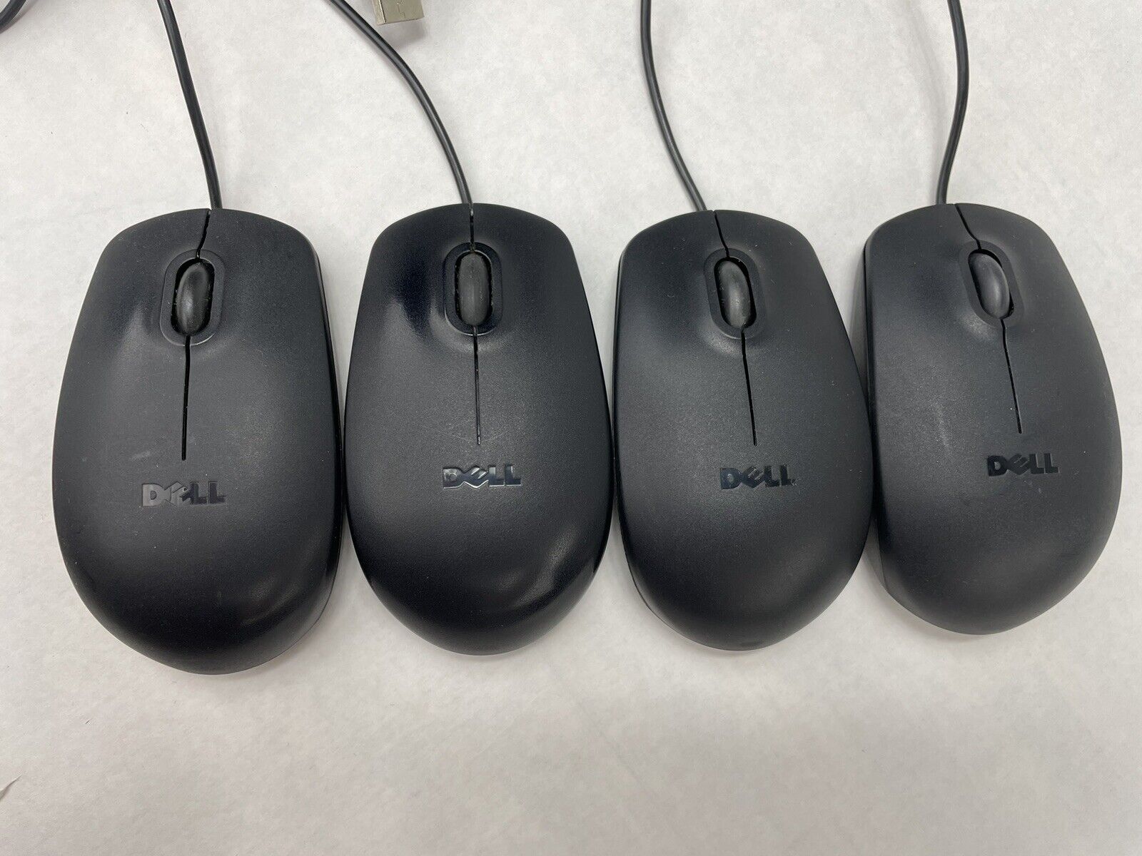 Dell MS111-L/MS111-L(B) USB Wired Optical Mouse Black with Scroll Wheel Lot of 4