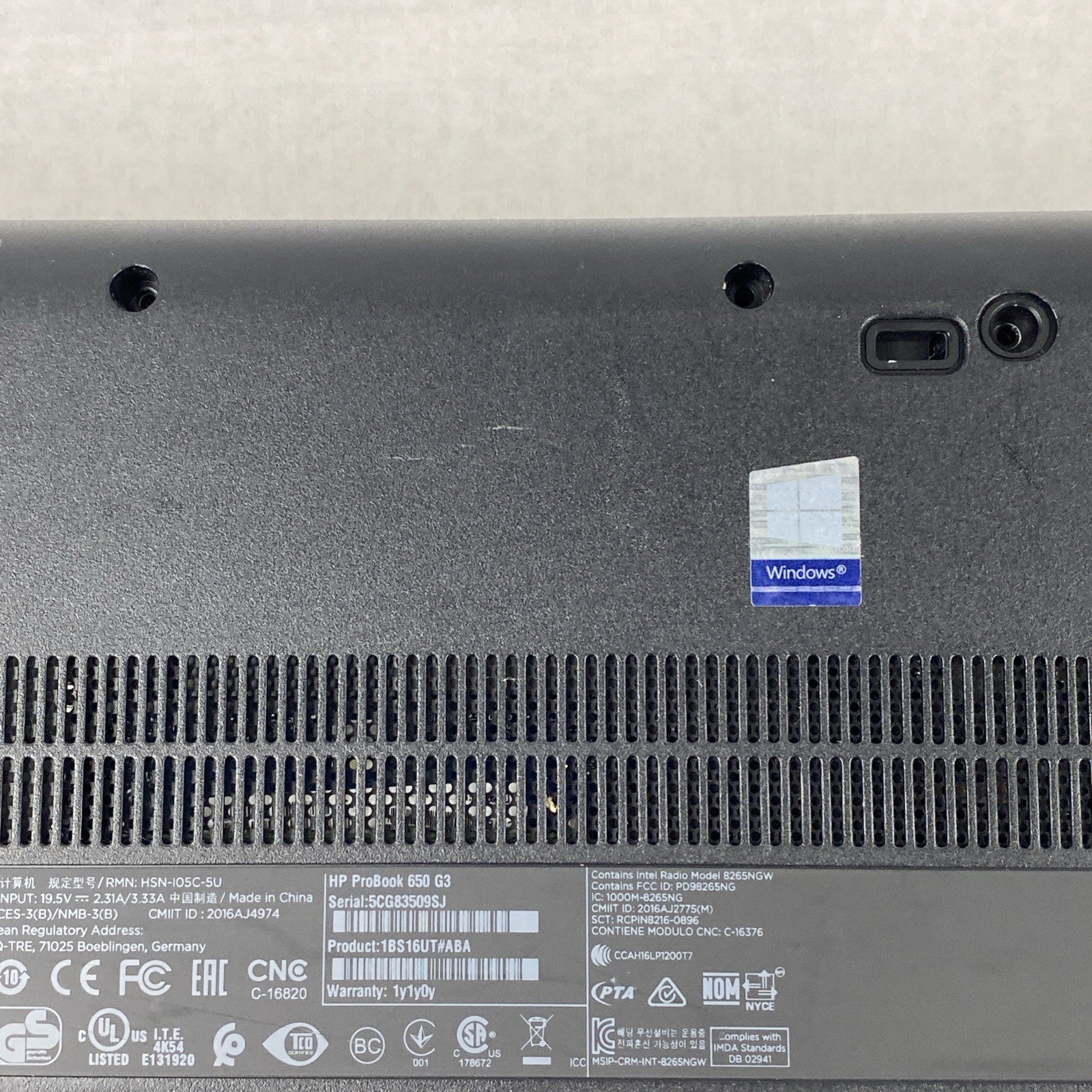 HP ProBook 650 G3 Intel Core i5-7200U 2.50GHz 8GB RAM 15.6" No HDD No OS