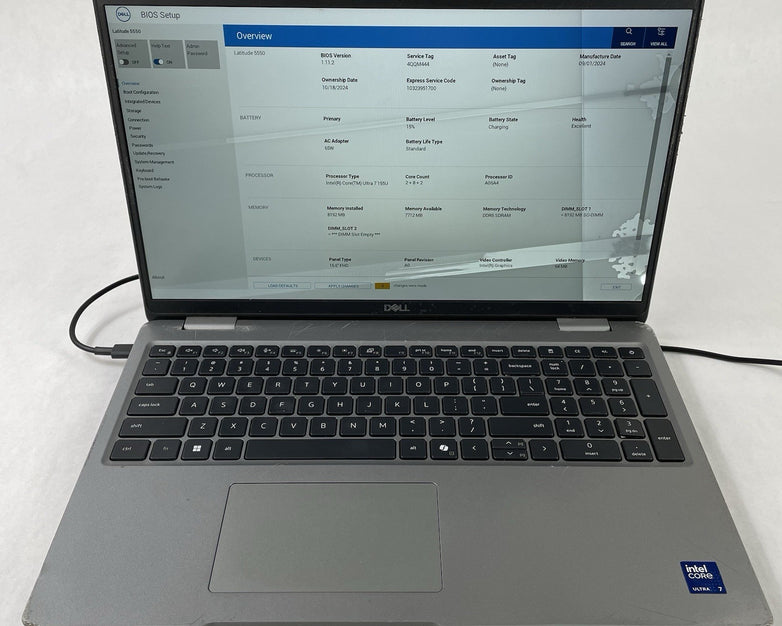 Dell Latitude 5550 15.6" Ultra 7 155U 2.10 GHz No SSD/OS/AC/RAM - READ