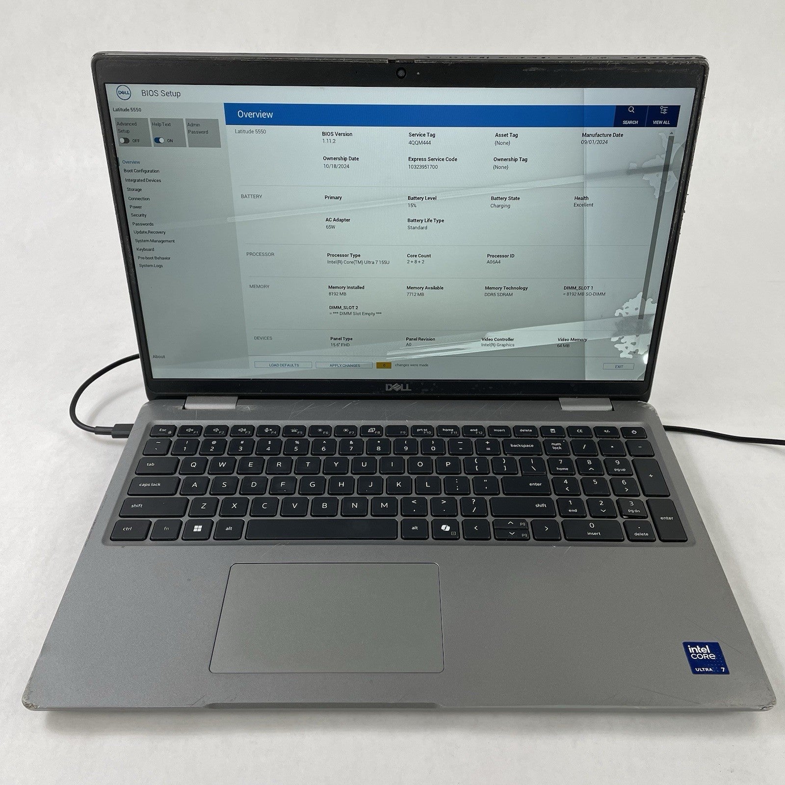 Dell Latitude 5550 15.6" Ultra 7 155U 2.10 GHz No SSD/OS/AC/RAM - READ4