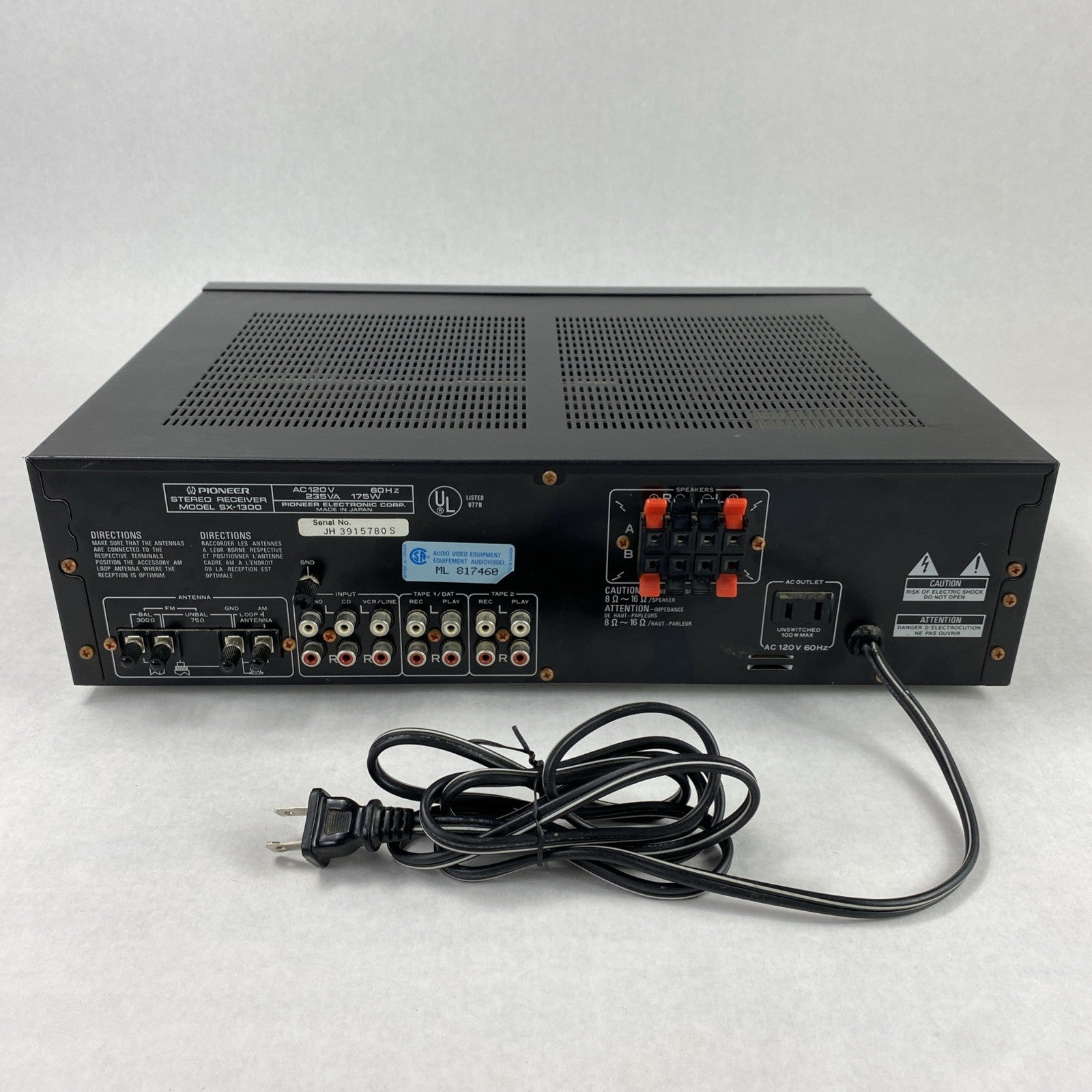 Pioneer SX-1300 Stereo Receiver Tested - No Remote