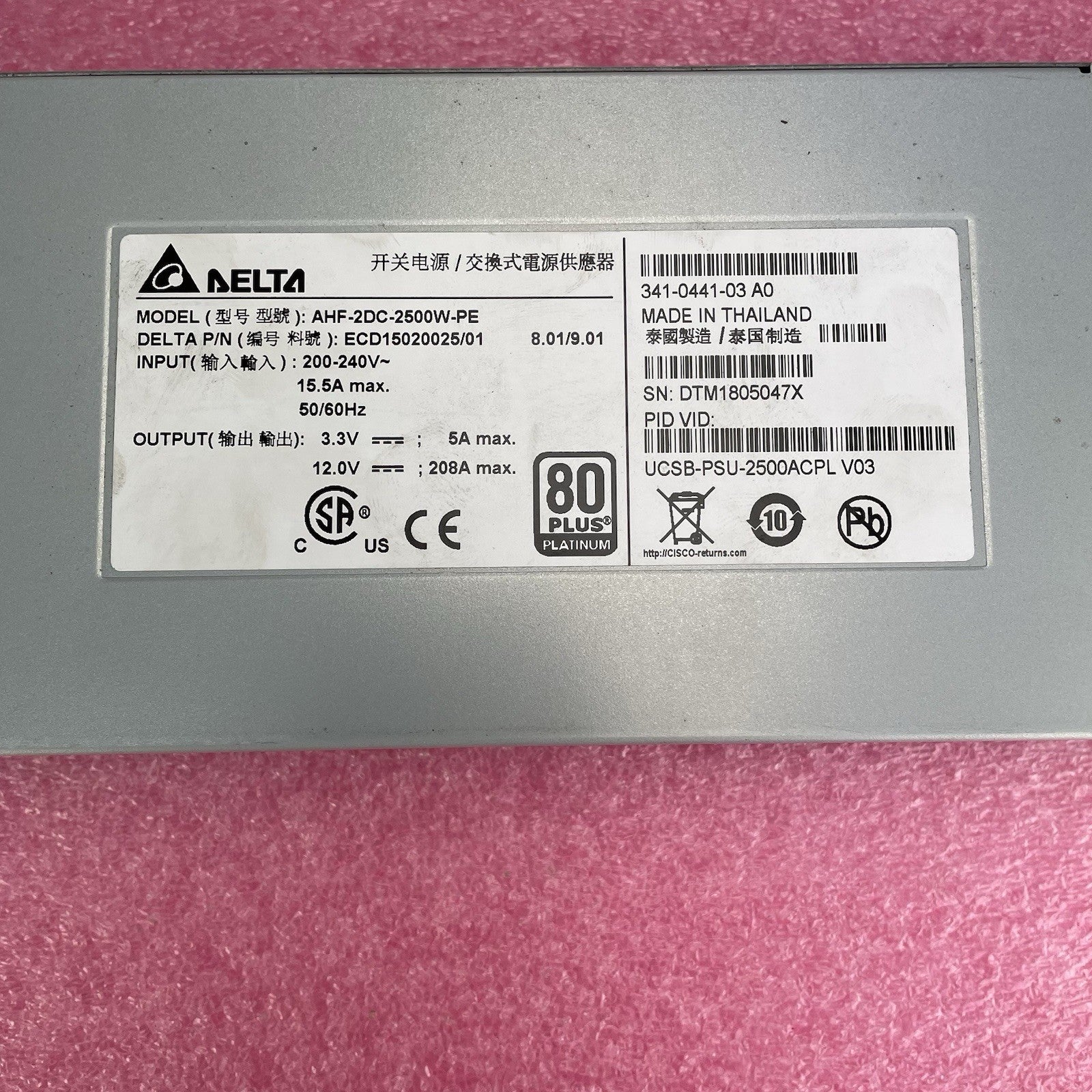 Delta AHF-2DC-2500W-PE 2500W Power Supply