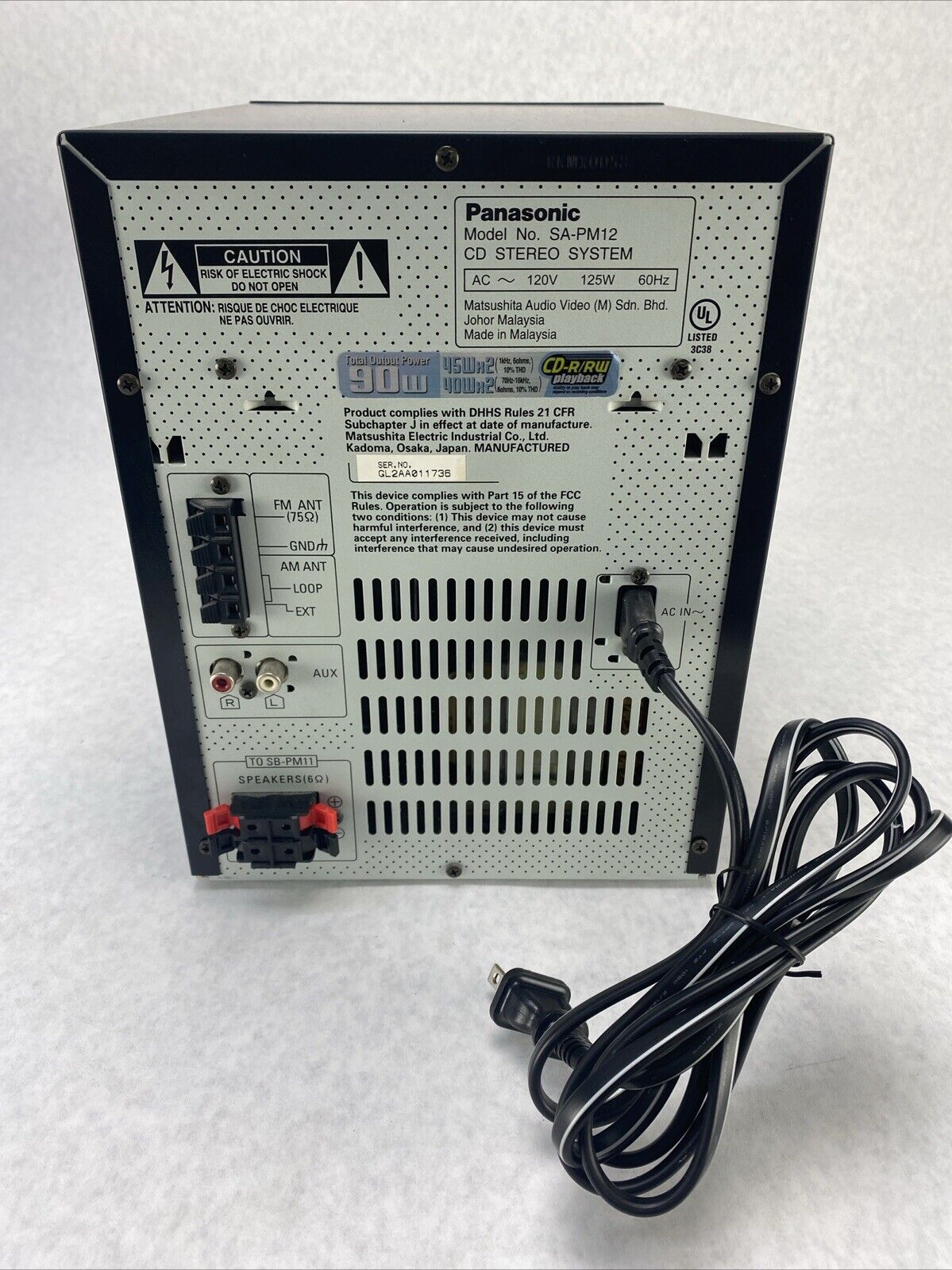 Panasonic SA-PM12 Mini Stereo 5 CD Cassette Tape SB-PM11 Speakers NO REMOTE