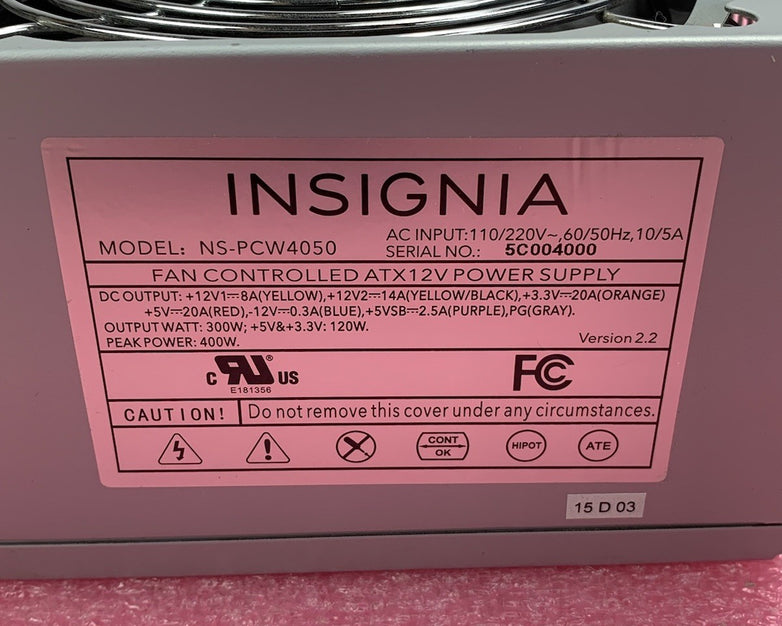 Insignia NS-PCW4050 400W ATX12V Power Supply
