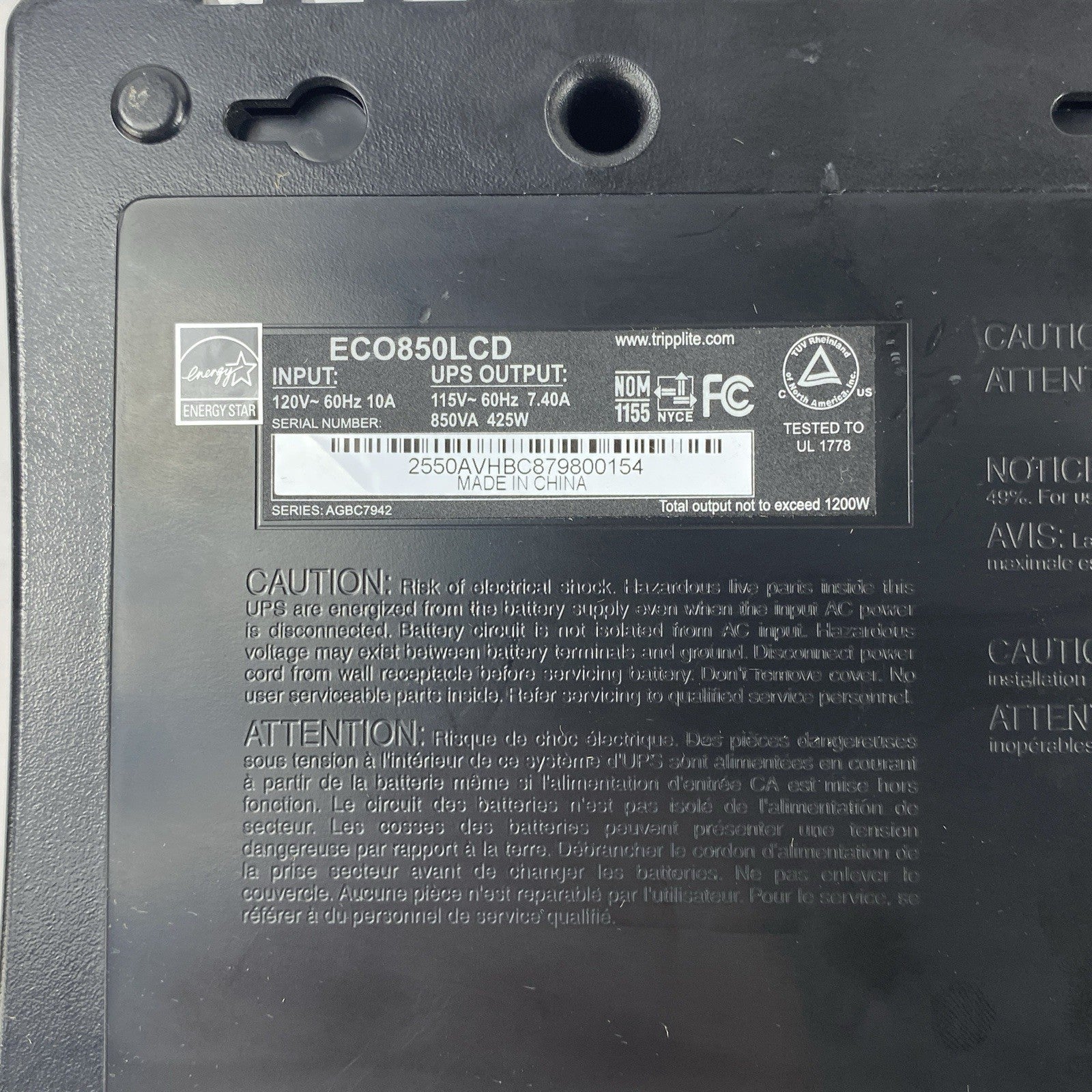 Tripp Lite ECO850LCD ECO UPS 850VA 120V 12 Outlet 6 Surge 6 Battery Backup8