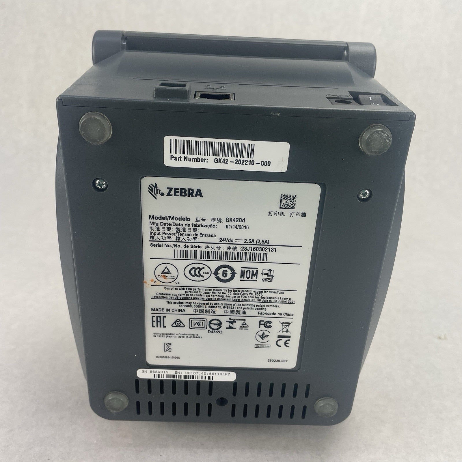 Zebra GK420d Thermal Label Printer For Parts or Repair7