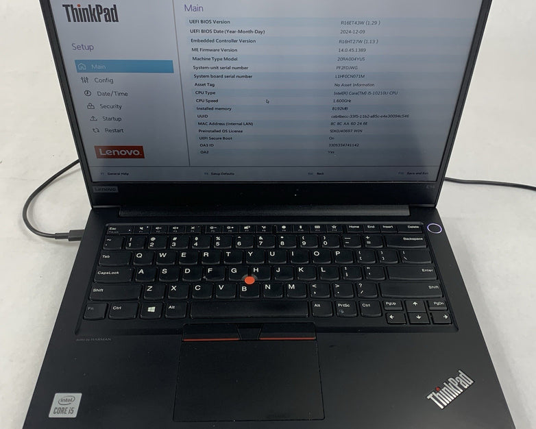 Lenovo ThinkPad E14 14" Gen 1 Laptop i5-10210U 1.6GHz 8 GB RAM No OS/SSD/AC/Batt