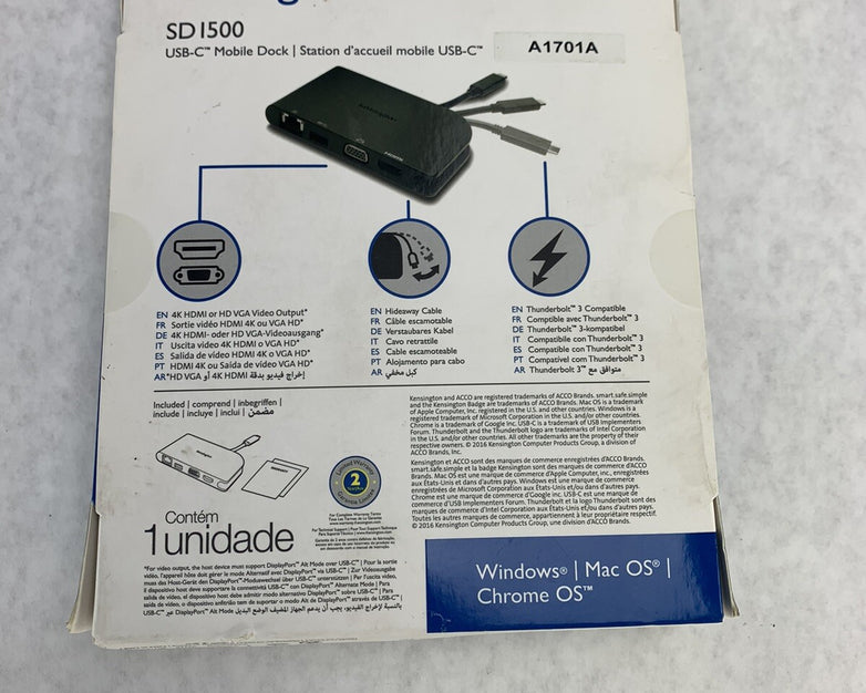 Kensington SD 1500 USB-C Mobile Dock Station 4k
