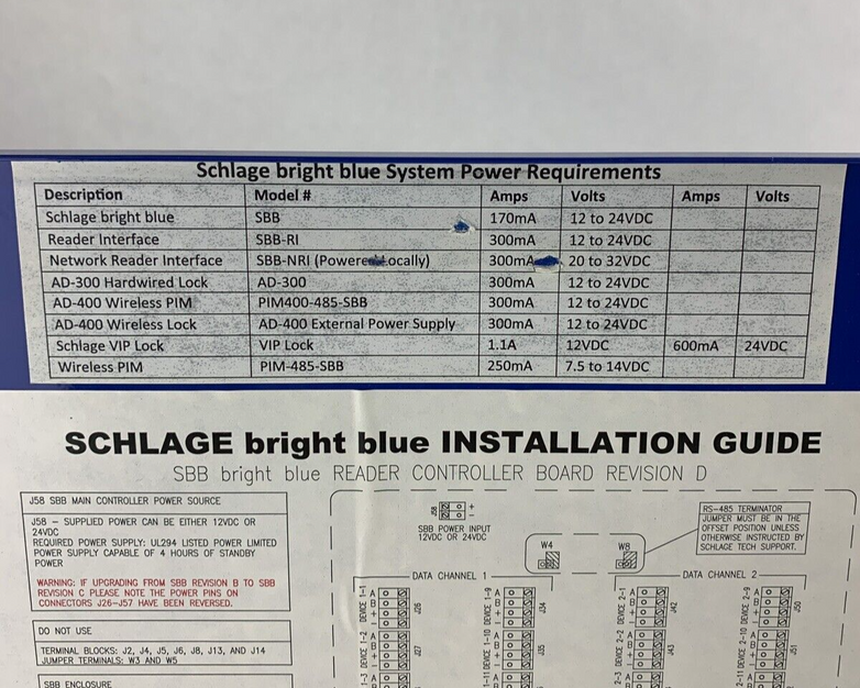 Schlage SBB Bright Blue Reader Interface Board 230-051-004 w/ Keys
