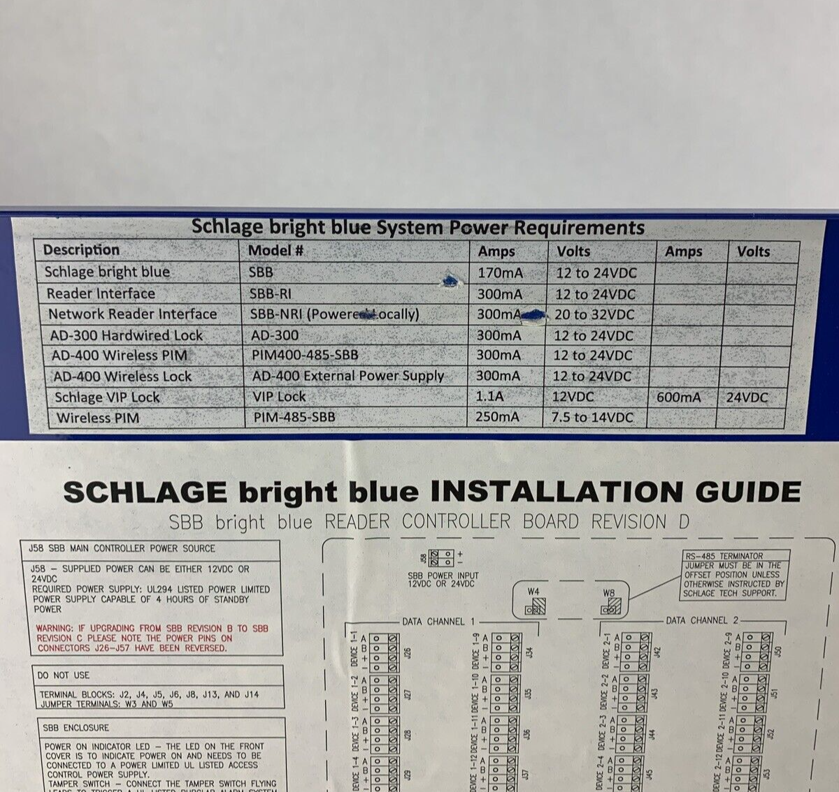 Schlage SBB Bright Blue Reader Interface Board 230-051-004 w/ Keys
