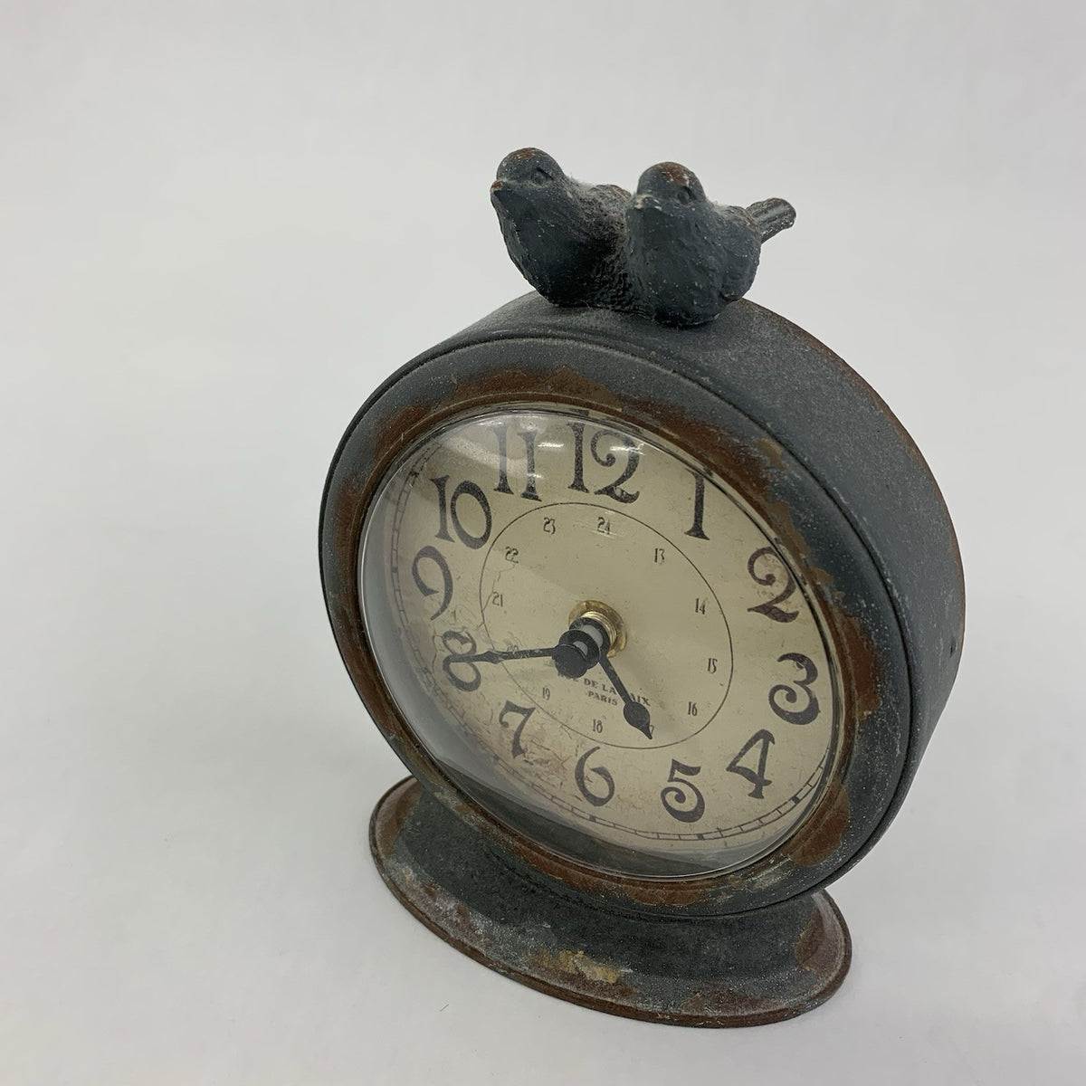 Creative Co-Op Decorative Pewter Mantel Clock  With Bird Accent - Tested0