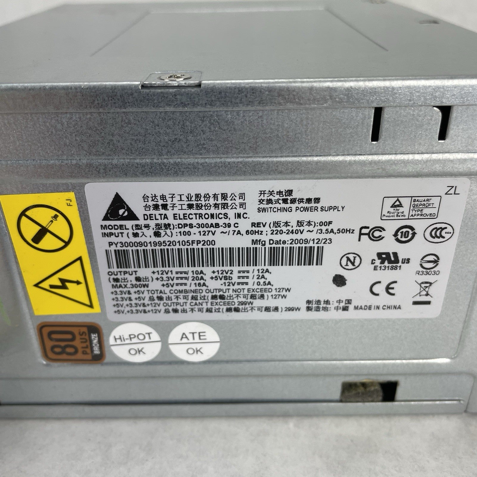 Delta Electronics DPS-300AB-39 C 300W ATX Power Supply